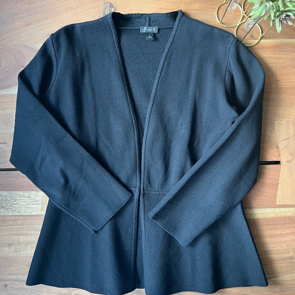 Ann Taylor Classic Black Open Cardigan